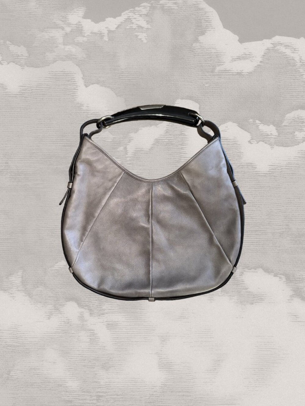 YVES SAINT LAURENT Tom Ford Mombasa Medium Leather Grey Y2K Shoulder bag Black